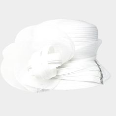 Style No : [424531] H22-White Color : White Crown Circumference : 23" Crown Height : 3" Brim Width : 2.25" 100% Polyester Bow Accented Flower Dressy Hat White Fitted Hat For The Beach, White Fitted Hat For Beach, Fitted White Beach Hat, White Fitted Cloche Hat For Kentucky Derby, Elegant Spring Hats With Lining, Elegant White Hats For Spring, White Elegant Spring Hats, Elegant White Spring Hats, Chic Fitted White Hat