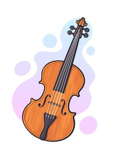 an orange violin sitting on top of a white background