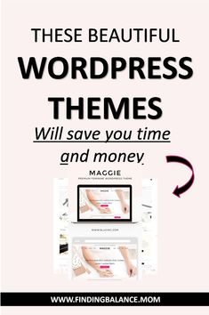 the wordpress theme is shown with an arrow pointing up to it, and there are two