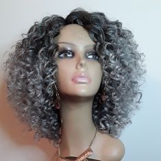 New Handmade Ringlet Wand Curl Crochet Wig In Color #1b/Gray Ombre.. Unit Is Made On My "Very Popular" Stretchy Comfortable Breathable Crochet Wig Cap With A Lace Part For More Natural Look. Length Is @8 Inches. #Nwot Crochet Wig Cap, Pixie Cut Curly, Natural Hair Twist Out, Crochet Wig, Gray Ombre, Curly Short, Grey Wig, Natural Hair Twists, Grey Ombre