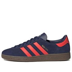 adidas Munchen 'Dark Blue Solar Red' GY7400 Adidas Munchen, Sneakers Collection, Apparel Shop, Sports Sneakers, Aesthetic Shoes, Red Sneakers, Red Adidas