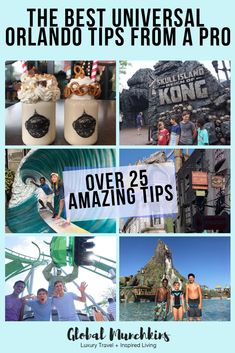 an advertisement for the best universal resort in australia with images of people and their favorite things