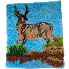 a rug with an image of a deer on it