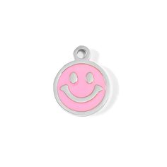 Brighten up your jewelry collection with our 18K Gold PVD Stainless Steel Epoxy Pink Smiley Face Charm. This playful and vibrant charm combines timeless fun with premium quality, making it the perfect addition to any jewelry line. The smiley face design brings an instantly recognizable symbol of happiness and positivity, while the epoxy pink finish adds a pop of color that’s both modern and eye-catching. Its easy attachment to any chain makes it perfect for unique charm necklaces and bracelets t Goth Pendant, Pink Smiley Face, Goth Ring, Pink Smiley, Goth Earrings, Rose Gold Charms, Jewelry Kits, Rose Gold Chain, Charm Necklaces