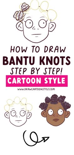 how to draw bantu knot's step by step instructions for cartoon style hair