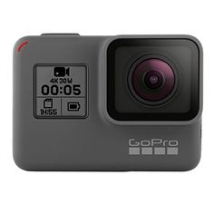 the gopro hero action camera is shown in front of a white background with red accents