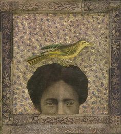 a woman with bird on her head is featured in the cover of an article by michael rosefield gallery, new york