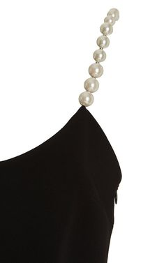 Pearl-Detailed Cady Midi Dress By Miu Miu | Moda Operandi Prada Outlet, Miuccia Prada, Black Pearl, Moda Operandi, Miu Miu, Shoulder Strap, Jewelry Accessories, Silver Necklace, Midi Dress