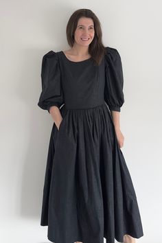 Audrey Hepburn Dress, Laura Ashley Dress, Balloon Sleeve Dress, Laura Ashley, Dresses Uk, Fit & Flare, Occasion Dresses, Vintage Black, Black Cotton