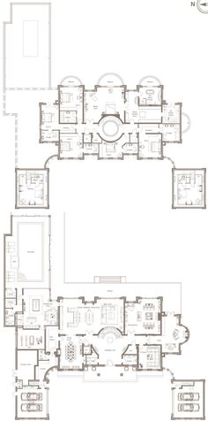 the floor plan for an apartment with two floors and three levels, in which there are several