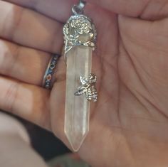 All New Crystal Necklaces And One Of A Kind All Have Some Different Designs Crystal Is A Little Over 2 Inches Crystal Necklaces Aesthetic, Long Crystal Necklace, White Crystal Necklace, Selenite Necklace, Crystal Aesthetic, Crystal Necklaces, Witch Aesthetic, Crystal Accessories, Crystal Necklace Pendant