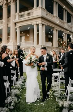 Bride and groom leaving ceremony with flower petals in the air at Hotel Ella in Austin Texas Ceremony Exit, Flower Petals Wedding, Black And White Wedding Theme, Nye Wedding, White Wedding Theme, Wedding Exits, Wedding Ceremony Photos, Wedding Petals, Downtown Austin