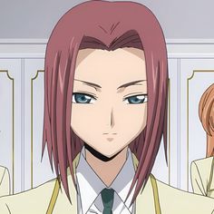 an anime character with long pink hair and blue eyes wearing a white shirt and tie