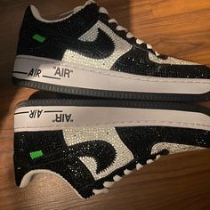 New Rhinestone Nike Dunks Blacks And White With Rhinestones Rhinestone Nike, Black Rhinestone, Nike Dunks, Nike Shoes, Nike Women, Athletic Shoes, Size 7, Black White, Women Shoes