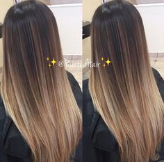 Ombre Hair Layers, Smoky Hair Color Brown, Ombre Hair Caramel, Brunette To Blonde Ombre, Dark Brown Ombre Hair, Brown To Blonde Ombre Hair, Balayage Straight Hair, Brown Straight Hair, Ideas Haircut