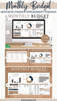 the money budget spreadsheet is shown on a computer screen with text overlaying it