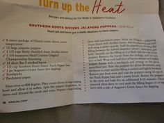 a piece of paper with instructions on how to turn up the heat