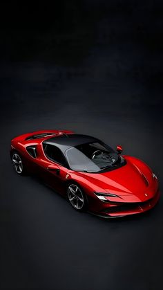 a red sports car on a black background