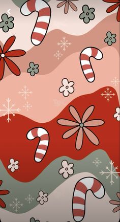 an abstract background with candy canes and snowflakes