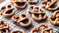 some pretzels are sitting on a cooling rack