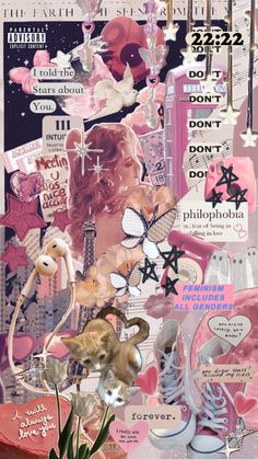 a collage of pink, white and black items with words above them that say don't do