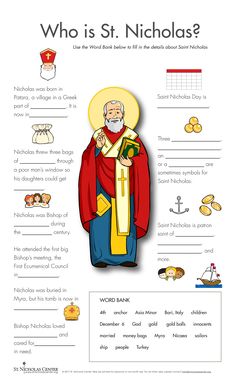 a poster with the words who is st nicholas? and an image of a priest