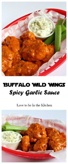 buffalo wild wings spicy garlic sauce in a red bowl