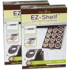 two boxes of ez shelf under cabinet k - cup storage