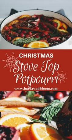 christmas stove top potpour with oranges and cranberries