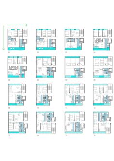 the floor plan for an apartment building with multiple levels and different areas to each level