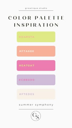 the color palette for an inspirator is shown in pink, yellow and green