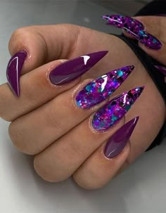 Acrylic Nails Stiletto, Purple Nail Designs, Easy Nails, Purple Nail, Stiletto Nails Designs, Her Nails