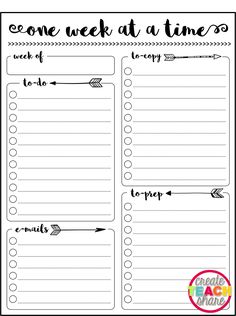 a printable one week at a time to do list with arrows on the side