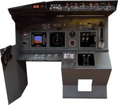 an airplane cockpit with multiple controls and dashboards on the front, side and back sides