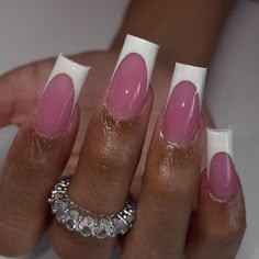 KNEIAMYA ✨ ACRYLIC NAILS AND TOES ✨ (@nailed.by.myaa) • Instagram photos and videos Classic White Tip Nails, White Pink French Nails, Pink Acrylic With White French Tip, French Tip Nails Dark Pink, Pink Acrylic With White Tip, Pink And White French Tip Acrylic Nails, White On Pink French Tip, Unique French Tips Almond, Medium French Tip Acrylic Nails Pink