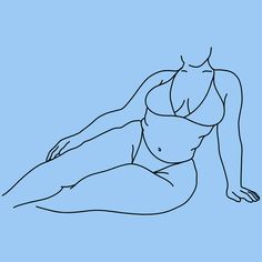 a line drawing of a naked woman laying on her stomach and looking at the camera