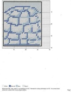 the cross stitch pattern is shown in blue and white