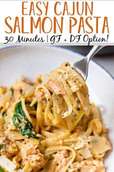 this easy cajun salmon pasta is the perfect meal to make for dinner or as an appetizer