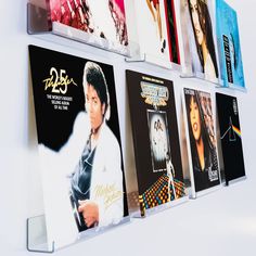 PRICES MAY VARY. Strong & Transparent: ILYXY Acrylic Record Shelf is made of high quality acrylic panels directly imported from Japan. Super Strong, it does not deform easily even under enormous amount of pressure. Super Transparent, it is as if the vinyl record is suspended on the wall. If high-end, classy display effect is what you are looking for, look no further, you've found it. Private Collection, Only for You: Spread your favorite records on the wall, easily spot and access whichever albu Display Vinyl Records, Record Holder Wall, Record Shelf Wall, Vinyl Record Store, Record Shelf