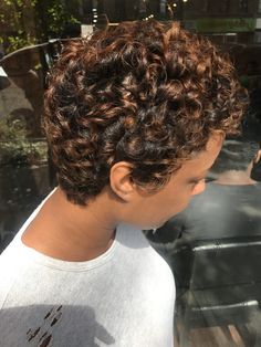 Honey Highlights Twa Highlights Black Women, Twa With Highlights, Pixie Cut Highlights, Natural Hair With Highlights, Pixie Cut With Highlights, Curly Cuts, Honey Highlights, Dyed Curly Hair