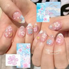 Nail Stickers Designs Ideas, Nail Stickers Designs, Art Deco Nails, Fantasy Nails, Cute Simple Nails, Summery Nails, Cute Nail