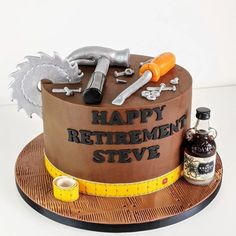 there is a cake that has been decorated with tools