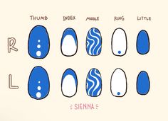 Pink gellac azure blue 301 & Pink gellac soft white 101 Two Colored Nails Simple, Easy Blue Nail Art, Very Easy Nail Designs For Beginners, Blue And White Simple Nails, Blue Nails Ideas Short, Nail Drawing Designs, Pink And Blue Nail Art, Blue And White Nail Ideas, Blue And Pink Nails