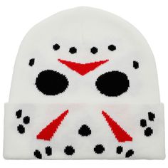 Going back to Camp Crystal Lake? Pack this Friday the 13th Jason Glow in the Dark Beanie. Going back to Camp Crystal Lake? Pack this Friday the 13th Jason Glow in the Dark Beanie.  Friday the 13th, Jason themed beanie Elastic cuffed brim Glow in the dark materialFIT DETAILS One size fits mostCONSTRUCTION & CARE 100% acrylic Machine wash Imported Size: One Size. Color: White. Gender: unisex. Age Group: adult. Friday The 13th Jason, Jason Mask, Dark Horror, Cute Beanies, Black Patch, Dark Material, Jason Voorhees, Friday The 13th, Winter Beanie