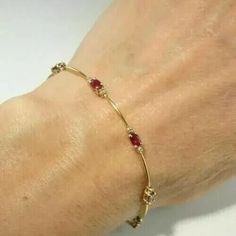 Man Made Diamonds, Fine Jewelry Bracelets, Red Ruby, Bracelets And Charms, Tennis Bracelet, Gold Yellow, Oval Cut, Gold Plating, Gold Black