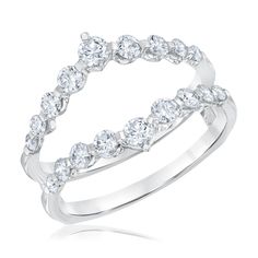 a white gold ring with diamonds on it