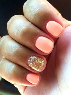 Nail Summer, Unghie Nail Art, Nagellack Trends, Gold Glitter Nails, Nail Art Designs Summer, Shellac Nails, Coral And Gold, Summer Nails Colors