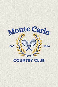 the logo for monte carlo country club, which has two tennis rackets on it