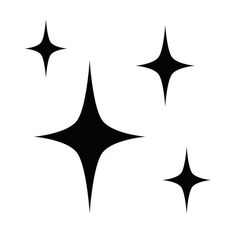 three black and white stars are shown in the shape of four pointed, pointed shapes