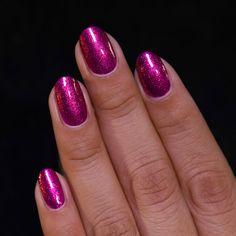 Showstopper - Vivid Magenta Shimmer Nail Polish by ILNP Pink Sparkly Nails, Pink Holographic Nails, Vivid Magenta, Ilnp Nail Polish, Fun Lacquer, Dark Pink Nails, Shimmer Nail Polish, Picture Polish, Nail Shimmer